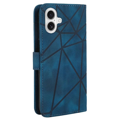 For iPhone 16 Stand Case Line Pattern Leather Phone Cover