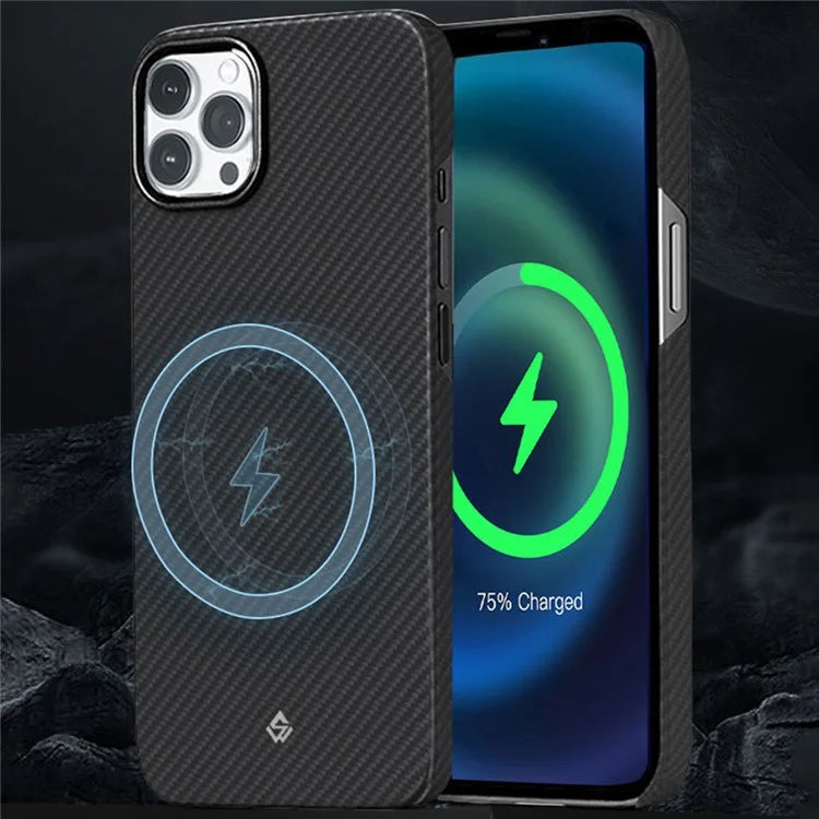 HALLOSW For iPhone 15 Pro Max Magnetic Case Aramid Fiber 600D Fine Texture Ultra Thin Phone Cover