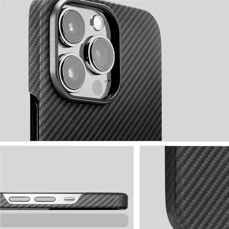 HALLOSW For iPhone 15 Pro Magnetic Case Aramid Fiber 600D Fine Texture Ultra Thin Phone Cover