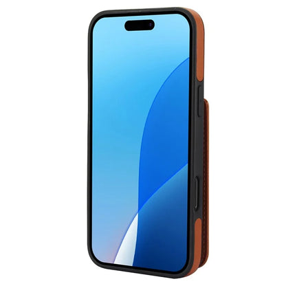 For iPhone 16 Pro Case Card Holder Kickstand PU+TPU Phone Cover with Shoulder Strap