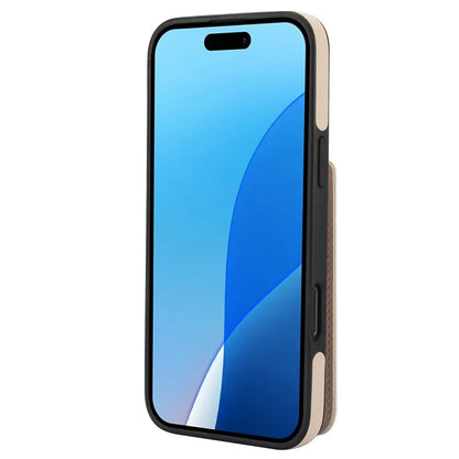 For iPhone 16 Pro Case Card Holder Kickstand PU+TPU Phone Cover with Shoulder Strap
