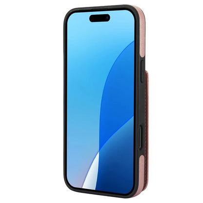 For iPhone 16 Pro Case Card Holder Kickstand PU+TPU Phone Cover with Shoulder Strap