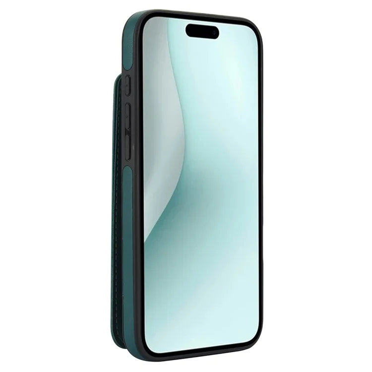 For iPhone 16 Plus Case Card Holder Kickstand PU+TPU Phone Cover with Shoulder Strap