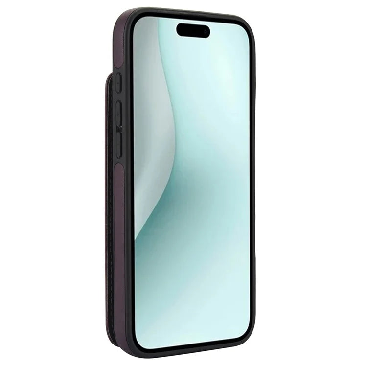 For iPhone 16 Plus Case Card Holder Kickstand PU+TPU Phone Cover with Shoulder Strap