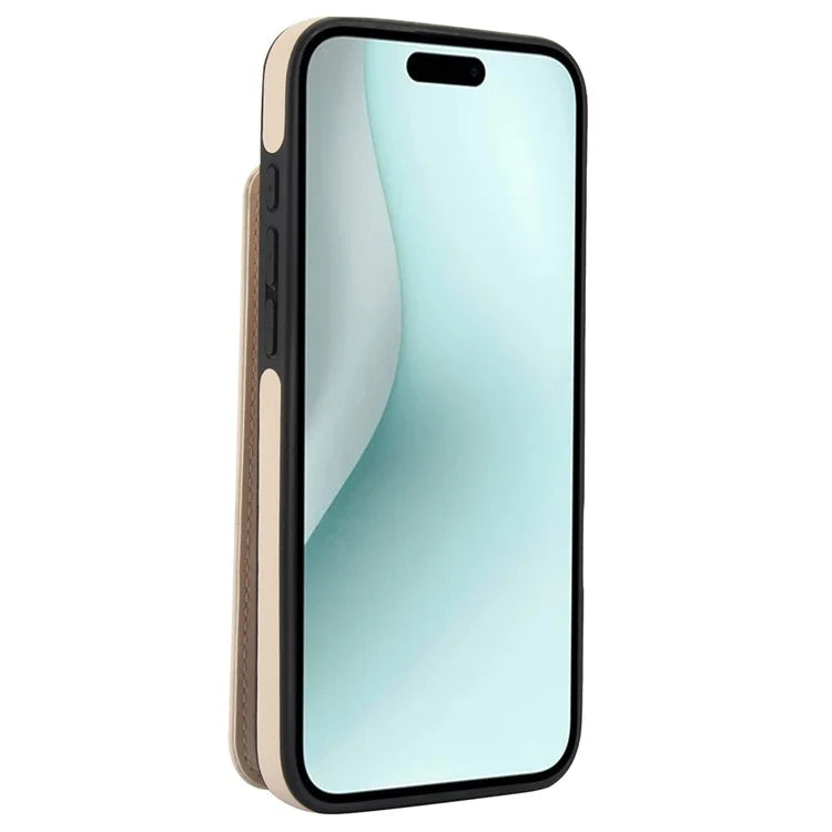 For iPhone 16 Plus Case Card Holder Kickstand PU+TPU Phone Cover with Shoulder Strap