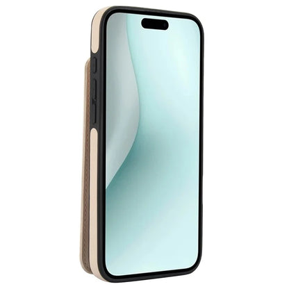For iPhone 16 Plus Case Card Holder Kickstand PU+TPU Phone Cover with Shoulder Strap