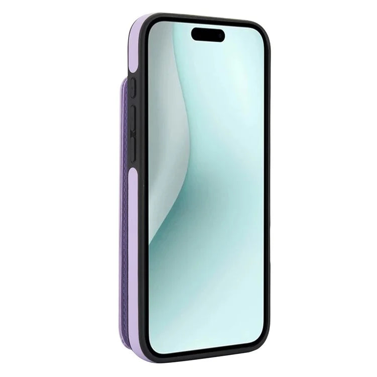 For iPhone 16 Plus Case Card Holder Kickstand PU+TPU Phone Cover with Shoulder Strap