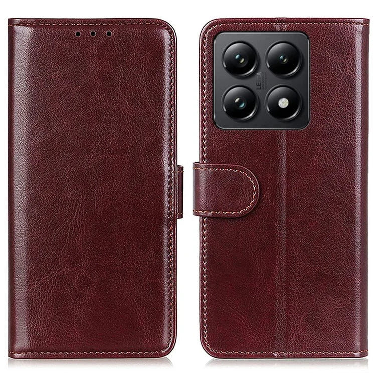 For Xiaomi 14T Pro Case Crazy Horse Texture PU Leather Phone Stand Cover