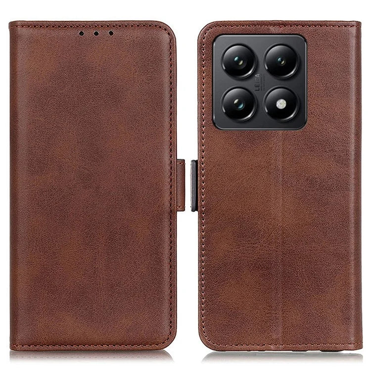 For Xiaomi 14T Case Stand Cowhide Texture PU Leather Phone Cover