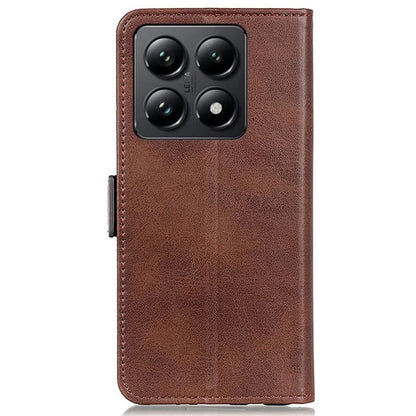 For Xiaomi 14T Case Stand Cowhide Texture PU Leather Phone Cover