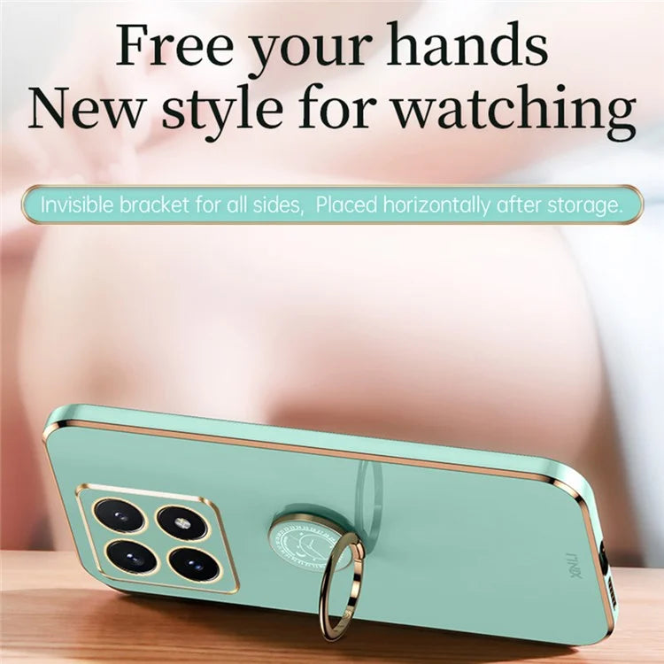 XINLI For Xiaomi 14T Pro Case Ring Kickstand Electroplating TPU Phone Cover