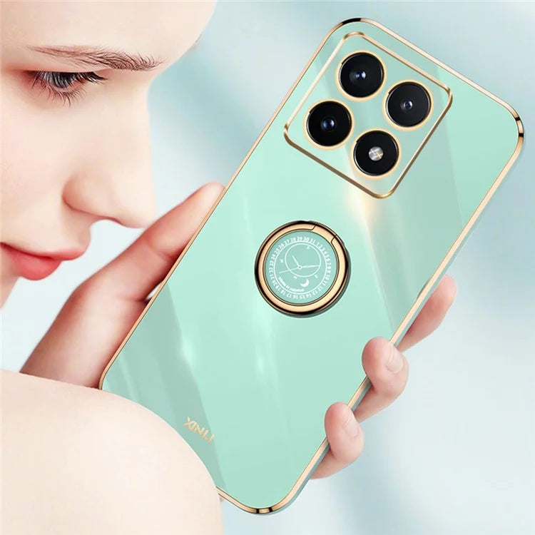 XINLI For Xiaomi 14T Case Ring Kickstand Electroplating TPU Phone Cover