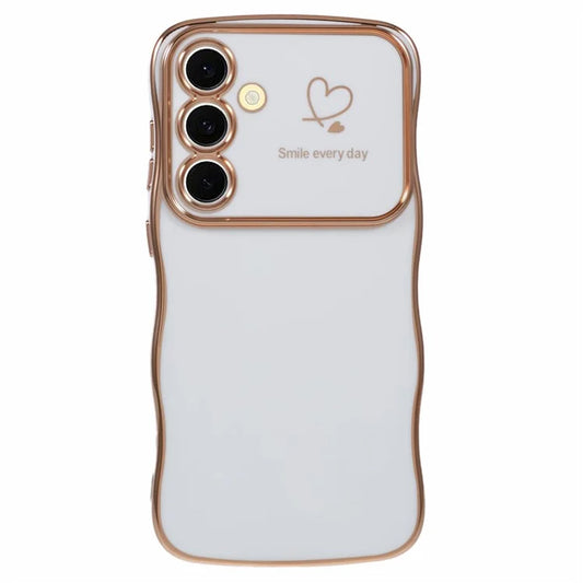 For Samsung Galaxy A54 5G Case Love Hearts TPU Phone Cover Curly Wave Frame Large Window