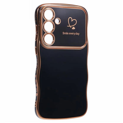 For Samsung Galaxy A54 5G Case Love Hearts TPU Phone Cover Curly Wave Frame Large Window
