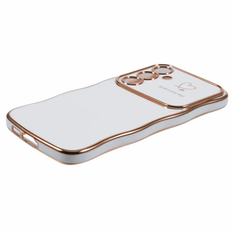 For Samsung Galaxy A34 5G Case Love Hearts TPU Phone Cover Curly Wave Frame Large Window