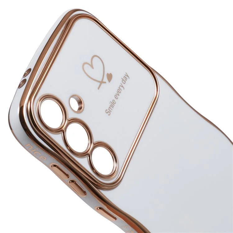 For Samsung Galaxy A34 5G Case Love Hearts TPU Phone Cover Curly Wave Frame Large Window