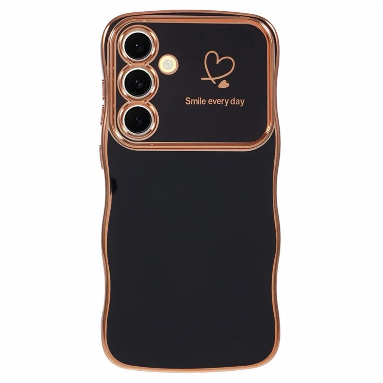 For Samsung Galaxy A34 5G Case Love Hearts TPU Phone Cover Curly Wave Frame Large Window