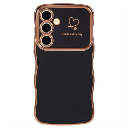 For Samsung Galaxy A35 5G Case Love Hearts TPU Phone Cover Curly Wave Frame Large Window