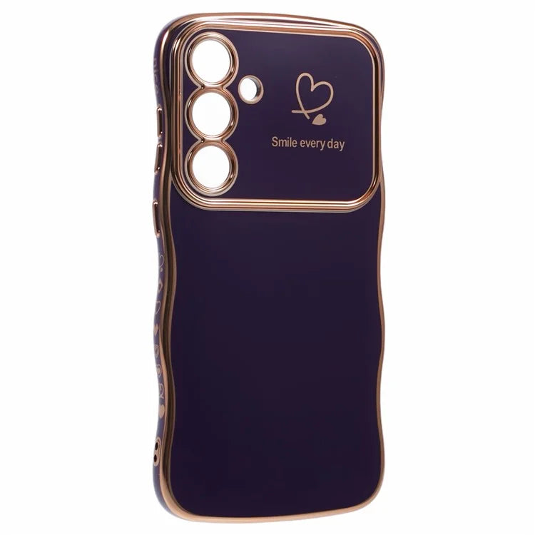 For Samsung Galaxy A35 5G Case Love Hearts TPU Phone Cover Curly Wave Frame Large Window