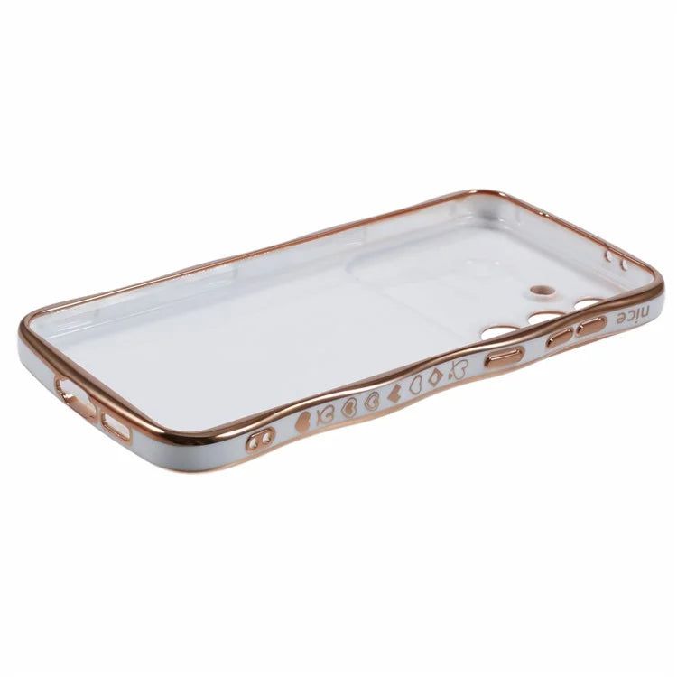For Samsung Galaxy A14 4G / 5G Case Love Hearts TPU Phone Cover Curly Wave Frame Large Window