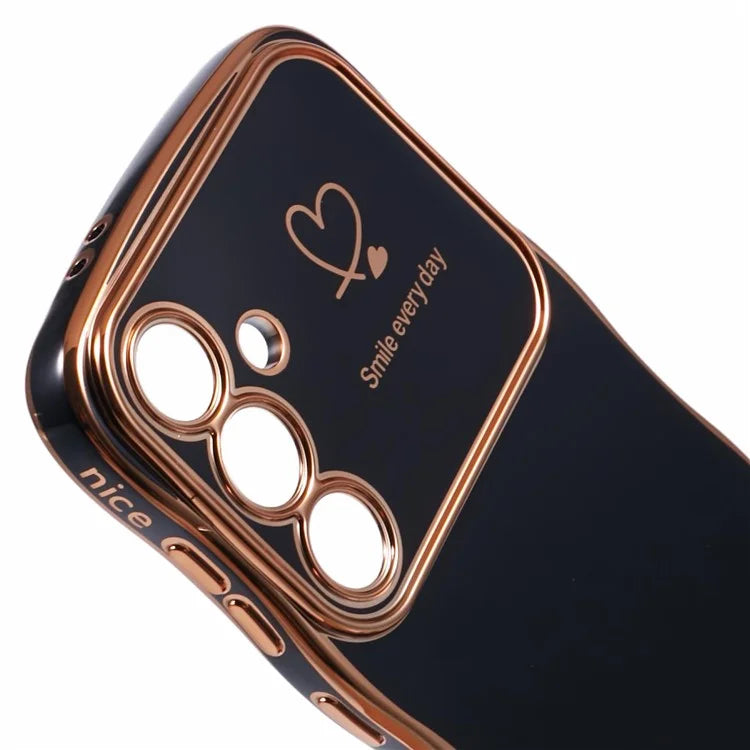 For Samsung Galaxy A55 5G Case Love Hearts TPU Phone Cover Curly Wave Frame Large Window