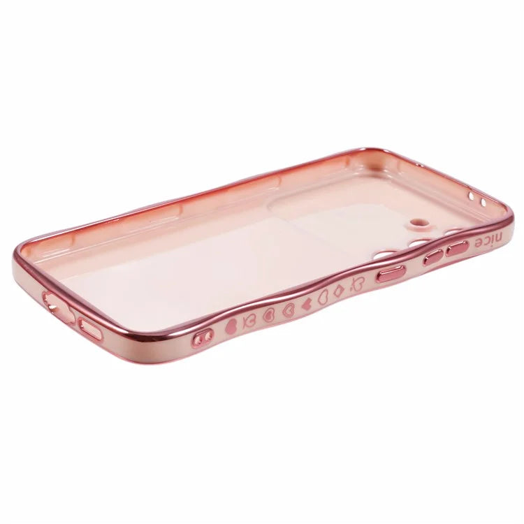 For Samsung Galaxy A55 5G Case Love Hearts TPU Phone Cover Curly Wave Frame Large Window