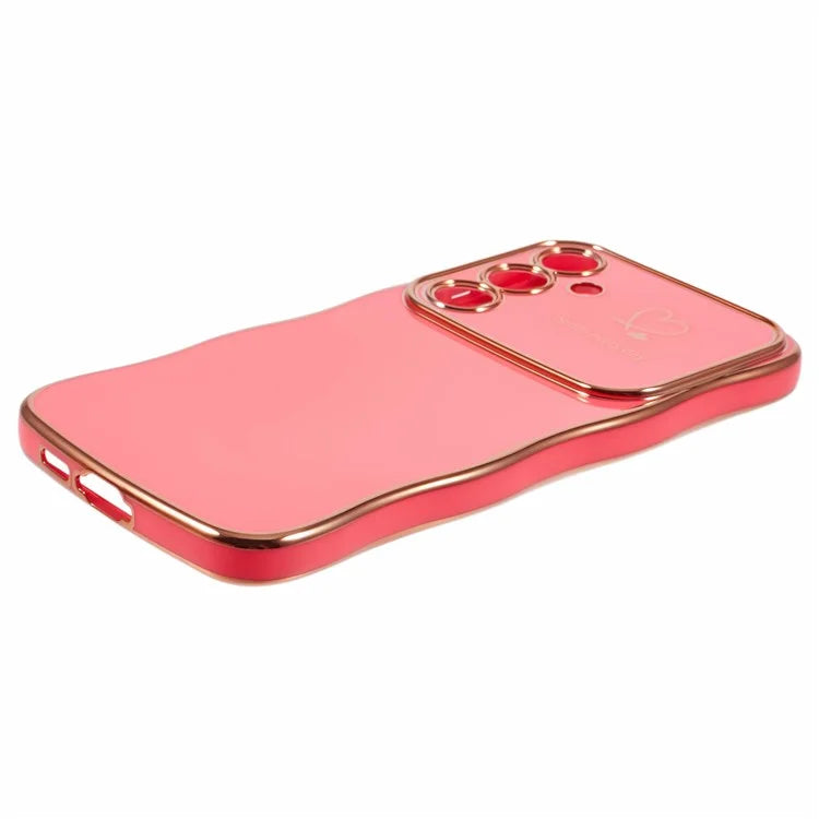 For Samsung Galaxy A55 5G Case Love Hearts TPU Phone Cover Curly Wave Frame Large Window