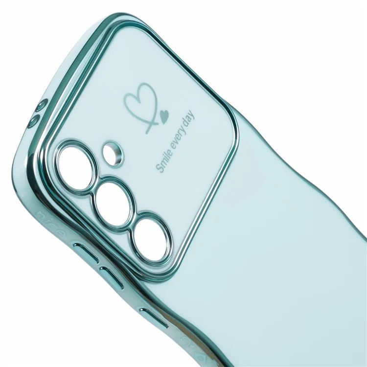 For Samsung Galaxy A55 5G Case Love Hearts TPU Phone Cover Curly Wave Frame Large Window