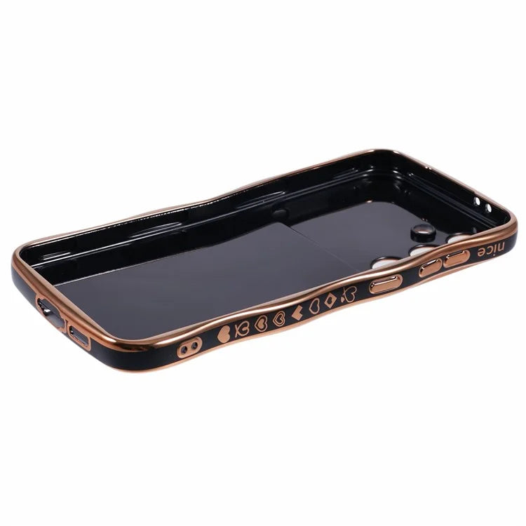 For Samsung Galaxy S24 Case Love Hearts TPU Phone Cover Curly Wave Frame Large Window