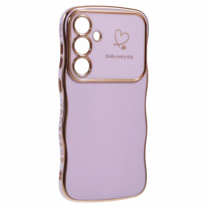 For Samsung Galaxy S24 Case Love Hearts TPU Phone Cover Curly Wave Frame Large Window