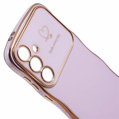 For Samsung Galaxy S24 Case Love Hearts TPU Phone Cover Curly Wave Frame Large Window