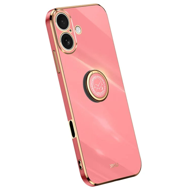 XINLI For iPhone 16 Plus Case Ring Kickstand Electroplating TPU Phone Cover