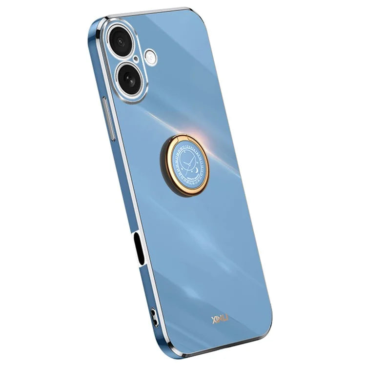 XINLI For iPhone 16 Plus Case Ring Kickstand Electroplating TPU Phone Cover