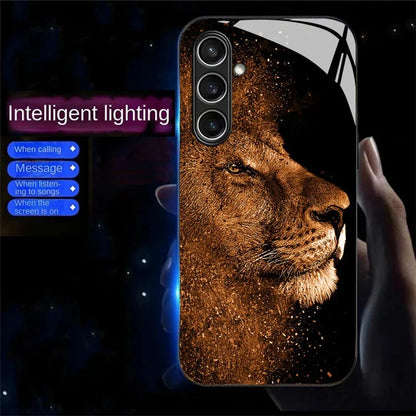 For Samsung Galaxy S24 FE Case Call Flash Series Pattern Printing Tempered Glass + TPU Combo Phone Case