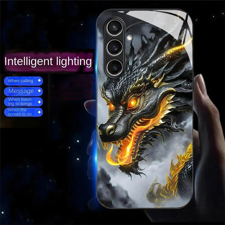 For Samsung Galaxy S24 FE Case Call Flash Series Pattern Printing Tempered Glass + TPU Combo Phone Case