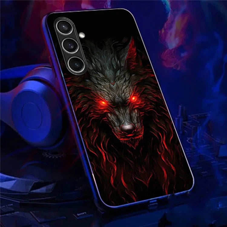 For Samsung Galaxy S24 FE Case Call Flash Series Pattern Printing Tempered Glass + TPU Combo Phone Case
