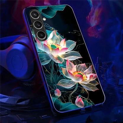 For Samsung Galaxy S24 FE Case Call Flash Series Pattern Printing Tempered Glass + TPU Combo Phone Case