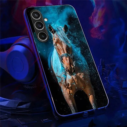 For Samsung Galaxy S24 FE Case Call Flash Series Pattern Printing Tempered Glass + TPU Combo Phone Case