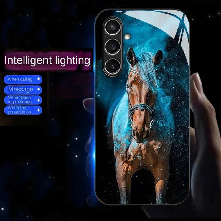 For Samsung Galaxy S24 FE Case Call Flash Series Pattern Printing Tempered Glass + TPU Combo Phone Case