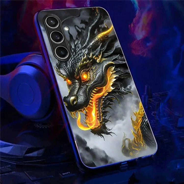 For Samsung Galaxy A35 5G Case Call Flash Series Pattern Printing Tempered Glass + TPU Combo Phone Case