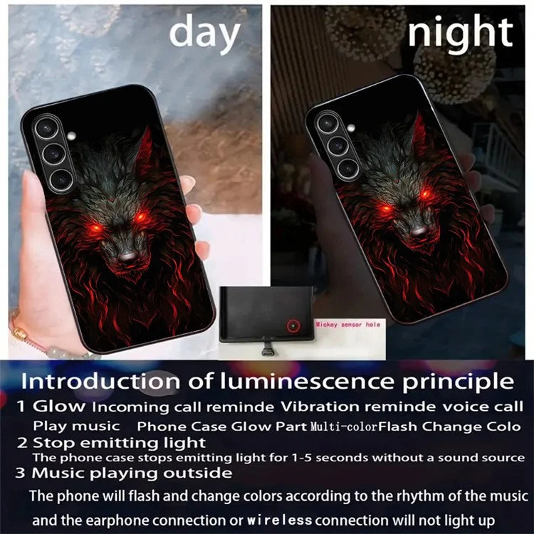 For Samsung Galaxy A35 5G Case Call Flash Series Pattern Printing Tempered Glass + TPU Combo Phone Case