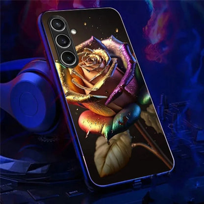 For Samsung Galaxy A35 5G Case Call Flash Series Pattern Printing Tempered Glass + TPU Combo Phone Case