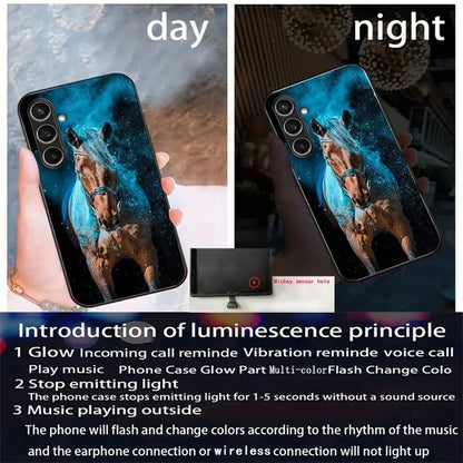 For Samsung Galaxy A35 5G Case Call Flash Series Pattern Printing Tempered Glass + TPU Combo Phone Case