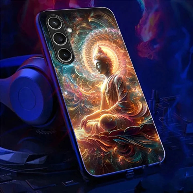 For Samsung Galaxy A35 5G Case Call Flash Series Pattern Printing Tempered Glass + TPU Combo Phone Case