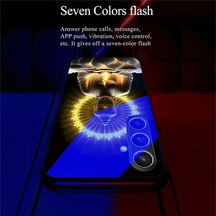For Samsung Galaxy A55 5G Case Call Flash Series Pattern Printing Tempered Glass + TPU Combo Phone Case