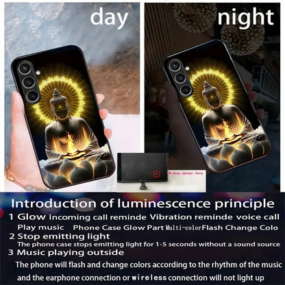 For Samsung Galaxy A55 5G Case Call Flash Series Pattern Printing Tempered Glass + TPU Combo Phone Case
