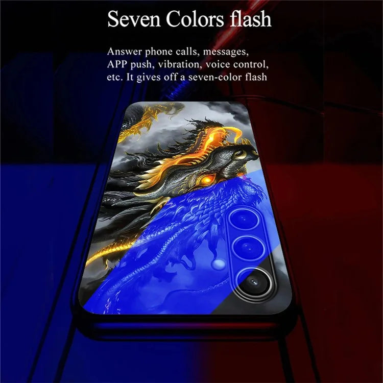 For Samsung Galaxy A55 5G Case Call Flash Series Pattern Printing Tempered Glass + TPU Combo Phone Case