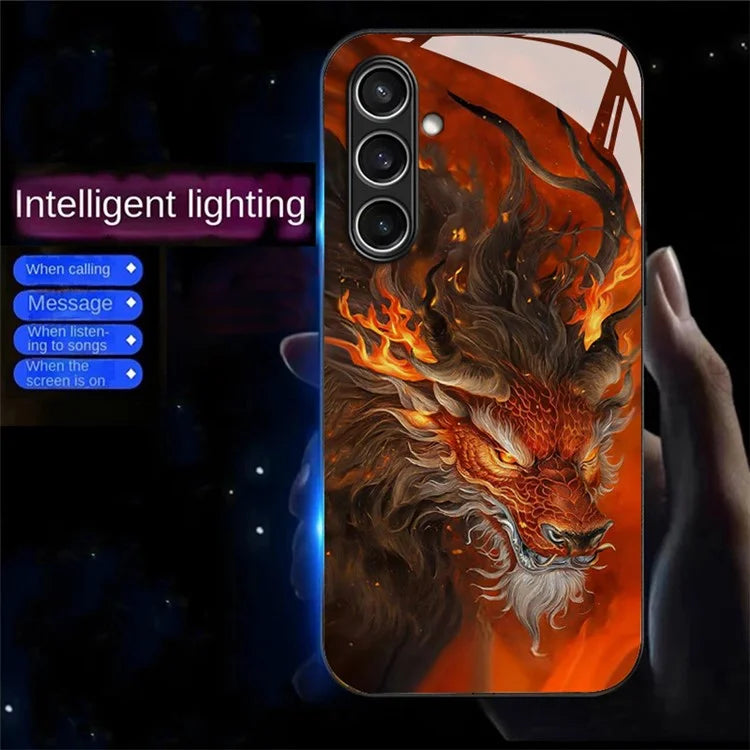 For Samsung Galaxy A55 5G Case Call Flash Series Pattern Printing Tempered Glass + TPU Combo Phone Case