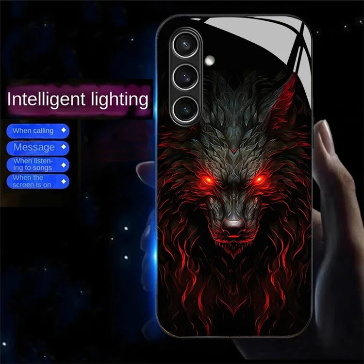 For Samsung Galaxy A55 5G Case Call Flash Series Pattern Printing Tempered Glass + TPU Combo Phone Case