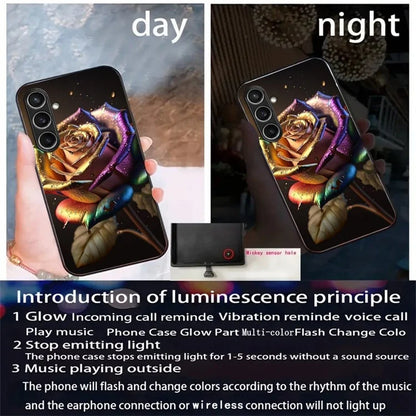 For Samsung Galaxy A55 5G Case Call Flash Series Pattern Printing Tempered Glass + TPU Combo Phone Case